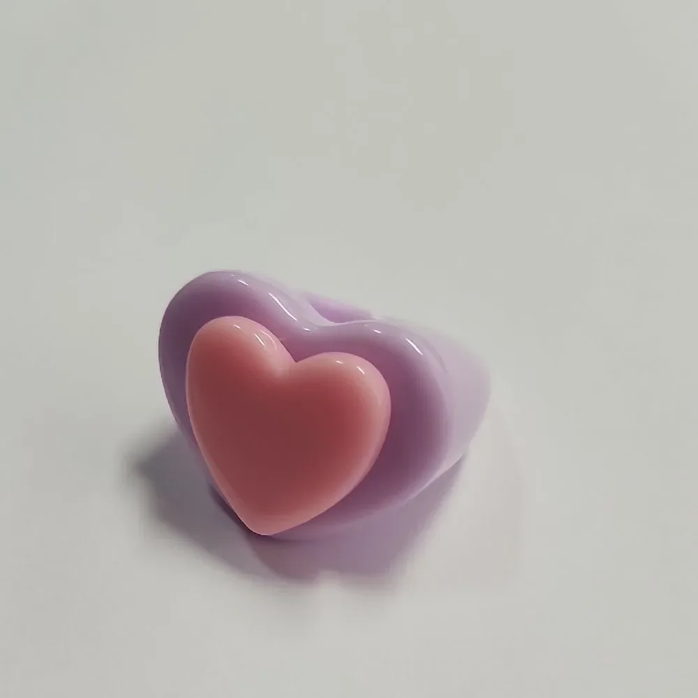 I Heart Party Purple and Pink Ring by Sparklemuse Size 8